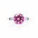 LOVETTA - Round & Baguette Chatham® Pink Sapphire 18k White Gold Trilogy Engagement Ring Lily Arkwright