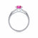 LOVETTA - Round & Baguette Chatham® Pink Sapphire 18k White Gold Trilogy Engagement Ring Lily Arkwright
