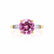 LOVETTA - Round & Baguette Chatham® Pink Sapphire 18k Yellow Gold Trilogy Engagement Ring Lily Arkwright