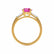 LOVETTA - Round & Baguette Chatham® Pink Sapphire 18k Yellow Gold Trilogy Engagement Ring Lily Arkwright