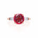 LOVETTA - Round & Baguette Chatham® Ruby 18k Rose Gold Trilogy Engagement Ring Lily Arkwright