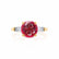 LOVETTA - Round & Baguette Chatham® Ruby 18k Yellow Gold Trilogy Engagement Ring Lily Arkwright