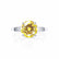 LOVETTA - Round & Baguette Chatham® Yellow Sapphire 950 Platinum Trilogy Engagement Ring Lily Arkwright