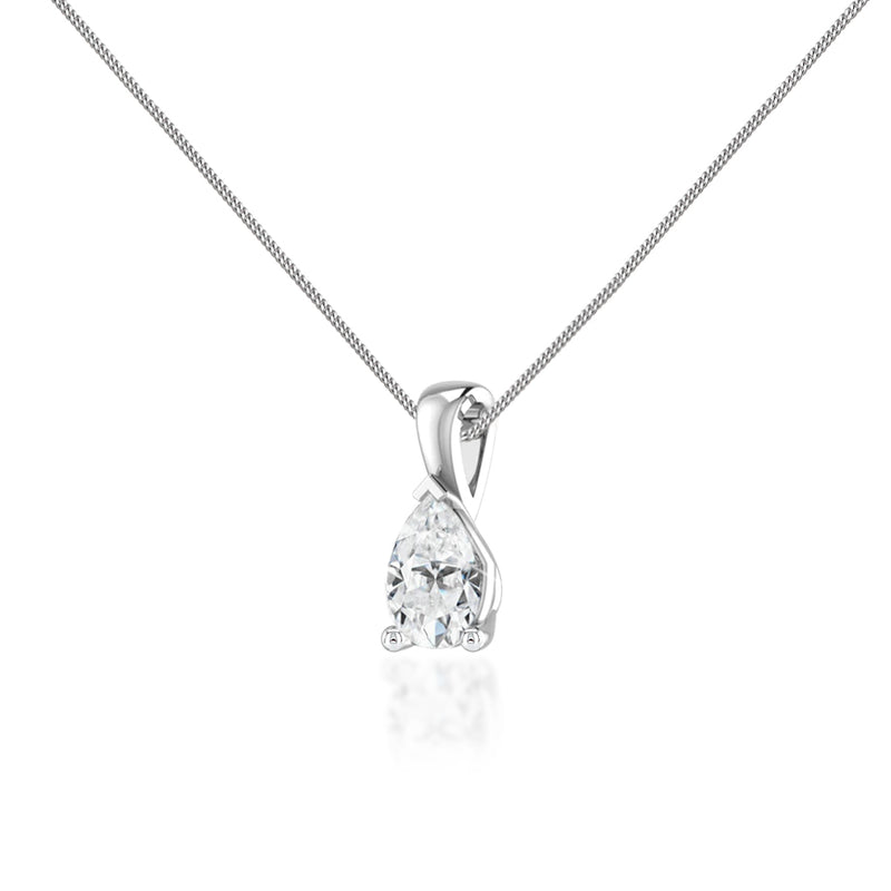 LUCINDA - Pear Cut Moissanite 3 Claw Pendant 18k White Gold Pendant Lily Arkwright