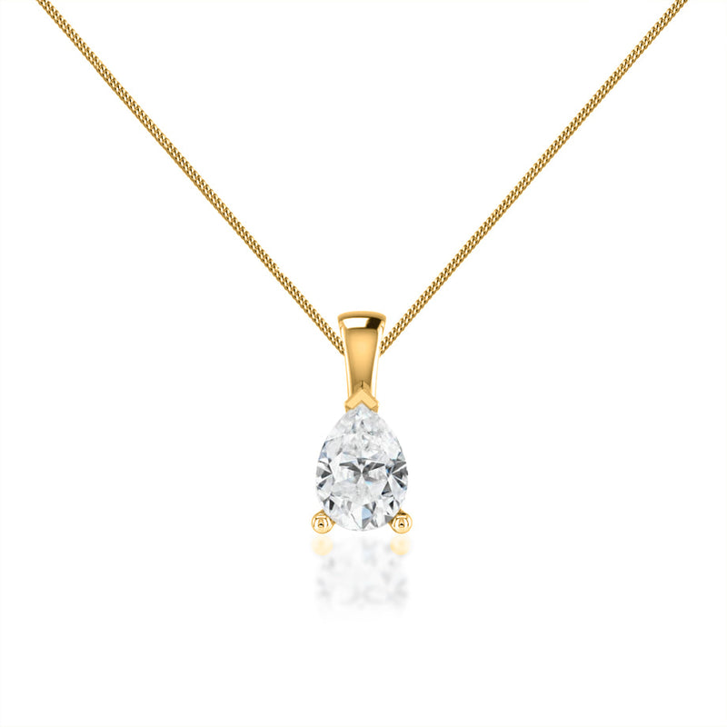 LUCINDA - Pear Cut Moissanite 3 Claw Pendant 18k Yellow Gold Pendant Lily Arkwright