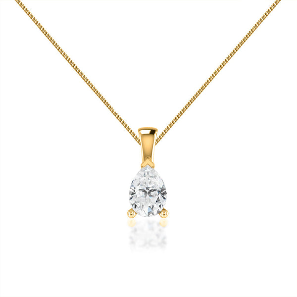 LUCINDA - Pear Lab Diamond 3 Claw Pendant 18k Yellow Gold Pendant Lily Arkwright