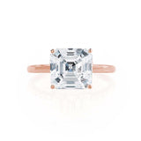 LULU - Asscher Moissanite 18k Rose Gold Petite Solitaire Ring Engagement Ring Lily Arkwright