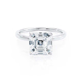 LULU - Asscher Moissanite 950 Platinum Petite Solitaire Ring Engagement Ring Lily Arkwright