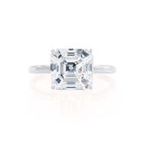 LULU - Asscher Moissanite 18k White Gold Petite Solitaire Ring Engagement Ring Lily Arkwright