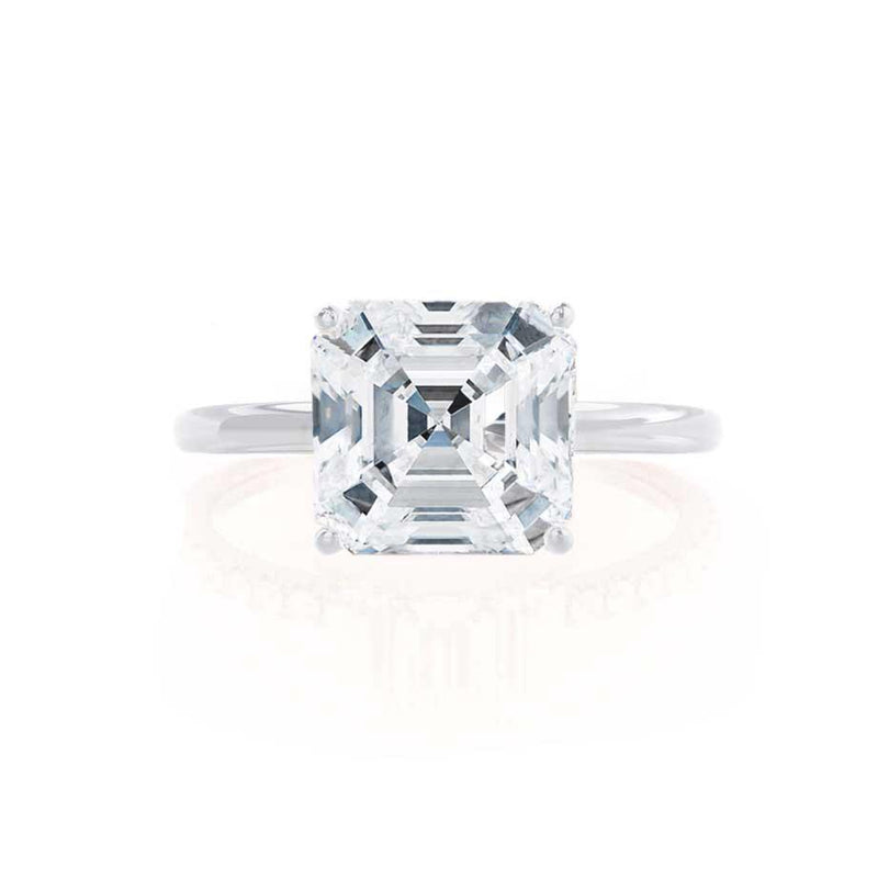 LULU - Asscher Moissanite 18k White Gold Petite Solitaire Ring Engagement Ring Lily Arkwright