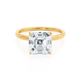LULU - Asscher Moissanite 18k Yellow Gold Petite Solitaire Ring Engagement Ring Lily Arkwright