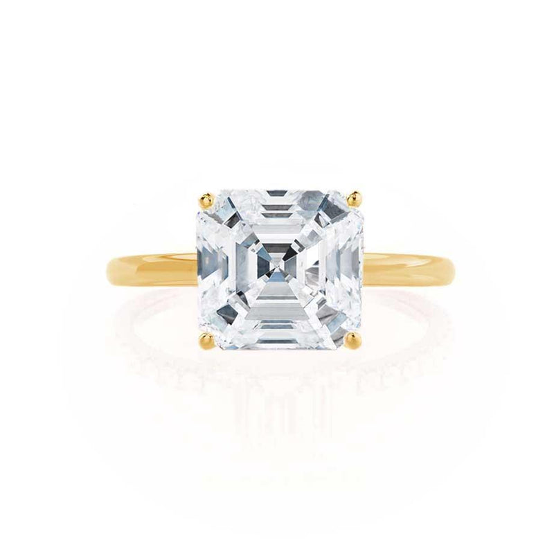 LULU - Asscher Moissanite 18k Yellow Gold Petite Solitaire Ring Engagement Ring Lily Arkwright