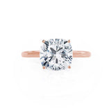LULU - Cushion Lab Diamond 18k Rose Gold Petite Solitaire Engagement Ring Lily Arkwright