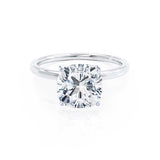 LULU - Cushion Lab Diamond 18k White Gold Petite Solitaire Engagement Ring Lily Arkwright