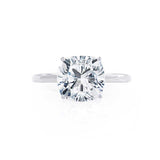 LULU - Cushion Lab Diamond Platinum Petite Solitaire Engagement Ring Lily Arkwright