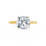 LULU - Cushion Lab Diamond 18k Yellow Gold Petite Solitaire Engagement Ring Lily Arkwright