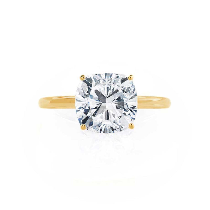 LULU - Cushion Lab Diamond 18k Yellow Gold Petite Solitaire Engagement Ring Lily Arkwright
