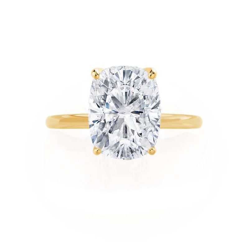 LULU - Elongated Cushion Lab Diamond 18k Yellow Gold Petite Solitaire Engagement Ring Lily Arkwright