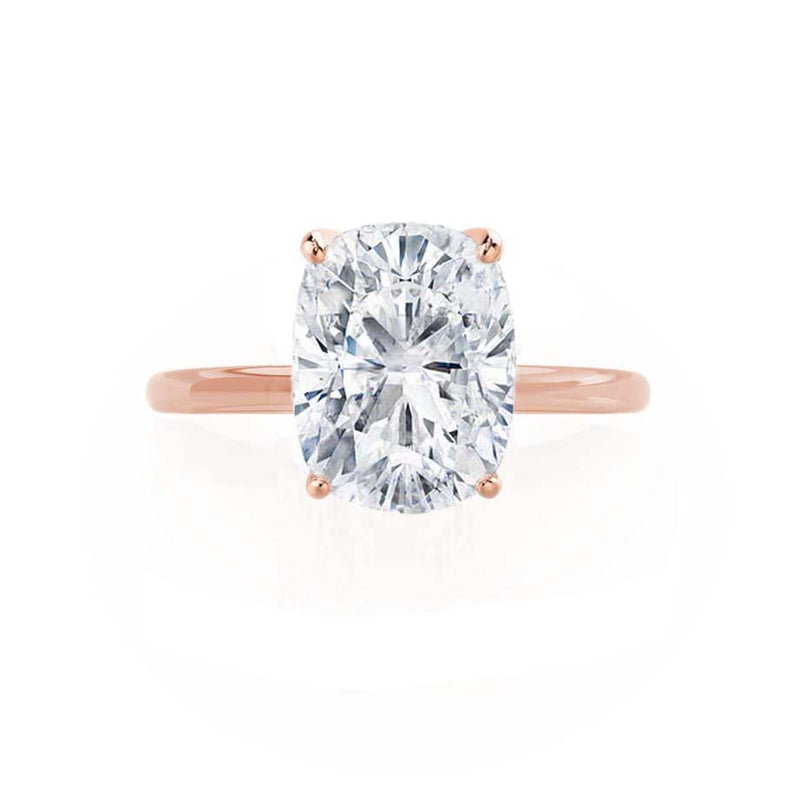 LULU - Elongated Cushion Moissanite 18k Rose Gold Petite Solitaire Ring Engagement Ring Lily Arkwright