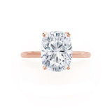 LULU - Elongated Cushion Lab Diamond 18k Rose Gold Petite Solitaire Engagement Ring Lily Arkwright