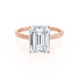 LULU - Emerald Moissanite 18k Rose Gold Petite Solitaire Ring Engagement Ring Lily Arkwright
