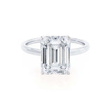 LULU - Emerald Moissanite 950 Platinum Petite Solitaire Ring Engagement Ring Lily Arkwright