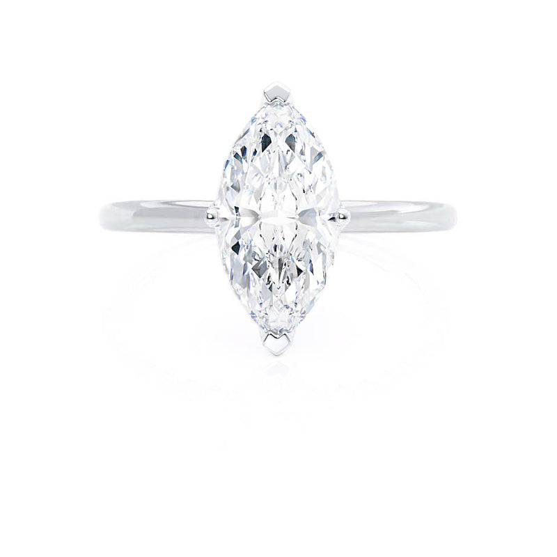 LULU - Marquise Moissanite 18k White Gold Petite Solitaire Ring Engagement Ring Lily Arkwright