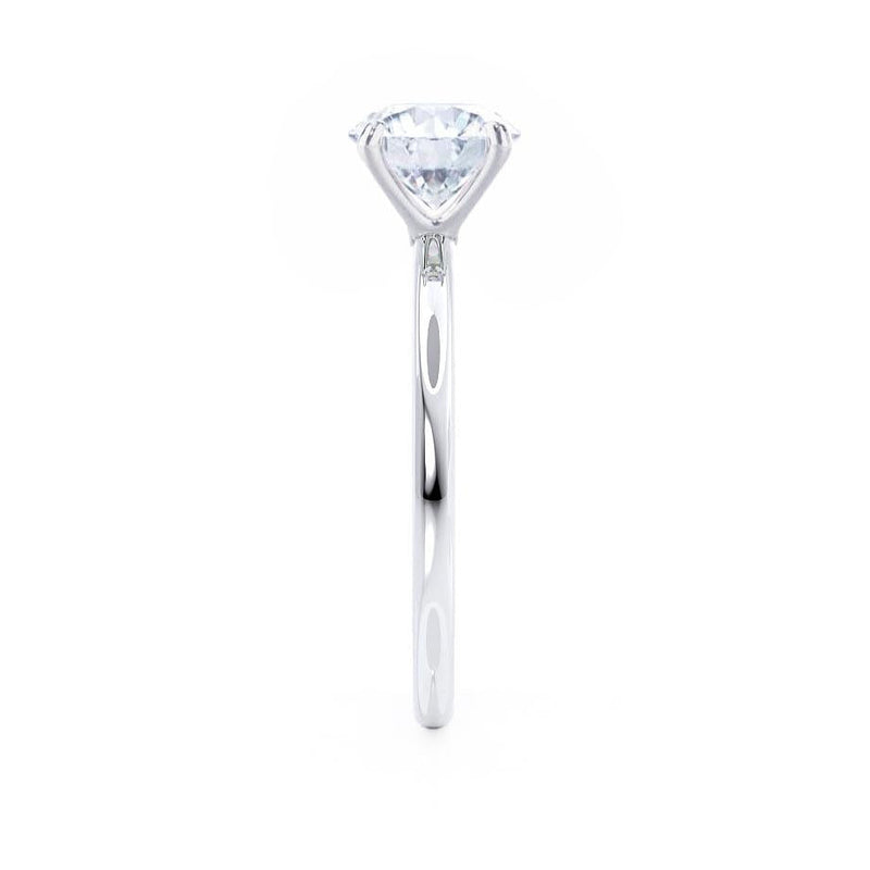 LULU - Elongated Cushion Lab Diamond 18k White Gold Petite Solitaire Engagement Ring Lily Arkwright