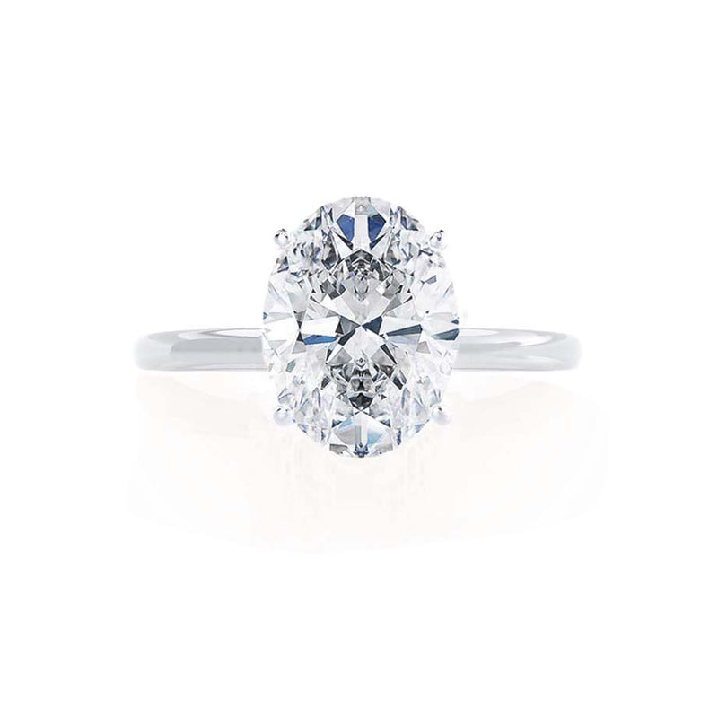 LULU - Oval Moissanite 18k White Gold Petite Solitaire Ring Engagement Ring Lily Arkwright
