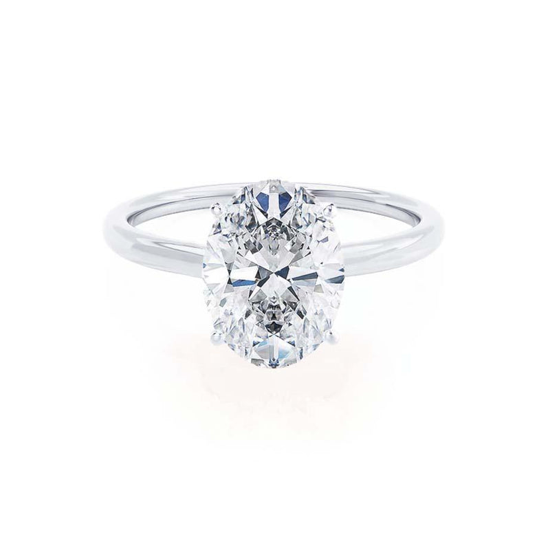 LULU - Oval Lab Diamond Platinum Petite Solitaire Engagement Ring Lily Arkwright