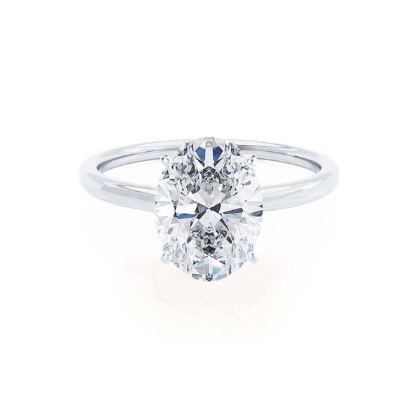 Tulip Solitaire Setting Engagement Ring | Tulip Ring Setting 18K White Gold / with Pave Basket / Bubble / Round Prongs