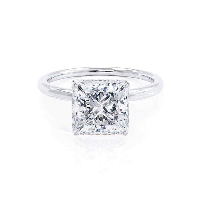 LULU - Princess Moissanite 950 Platinum Petite Solitaire Ring Engagement Ring Lily Arkwright