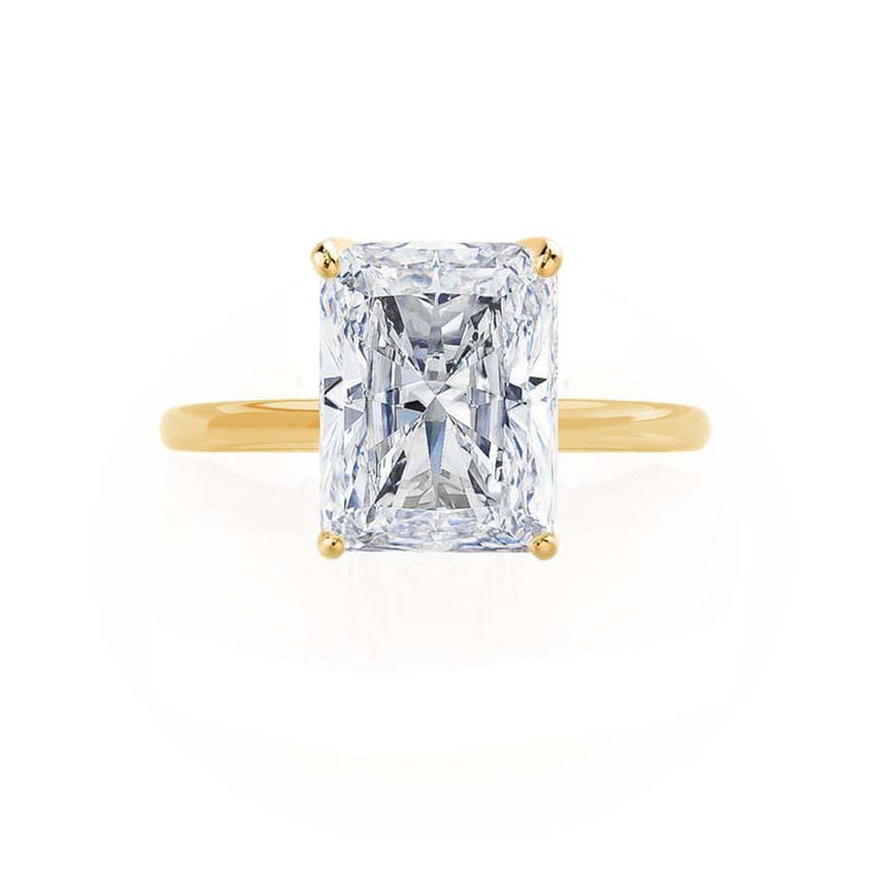 LULU - Radiant Moissanite 18k Yellow Gold Petite Solitaire Ring Engagement Ring Lily Arkwright