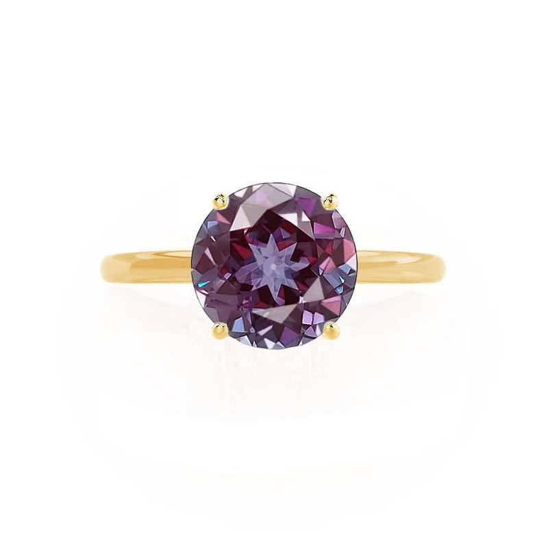 LULU - Round Alexandrite 18k Yellow Gold Petite Solitaire Ring Engagement Ring Lily Arkwright