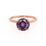 LULU - Round Alexandrite 18k Rose Gold Petite Solitaire Ring Engagement Ring Lily Arkwright