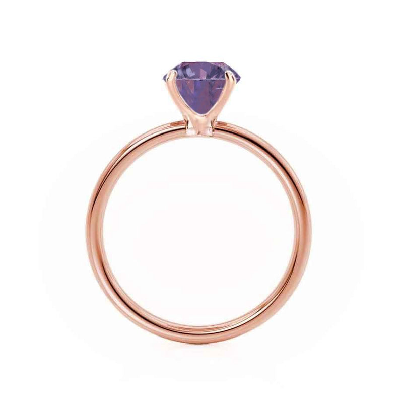 LULU - Round Alexandrite 18k Rose Gold Petite Solitaire Ring Engagement Ring Lily Arkwright