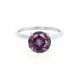 Lulu Round cut alexandrite lab diamond engagement ring 950 platinum solitaire by Lily Arkwright 