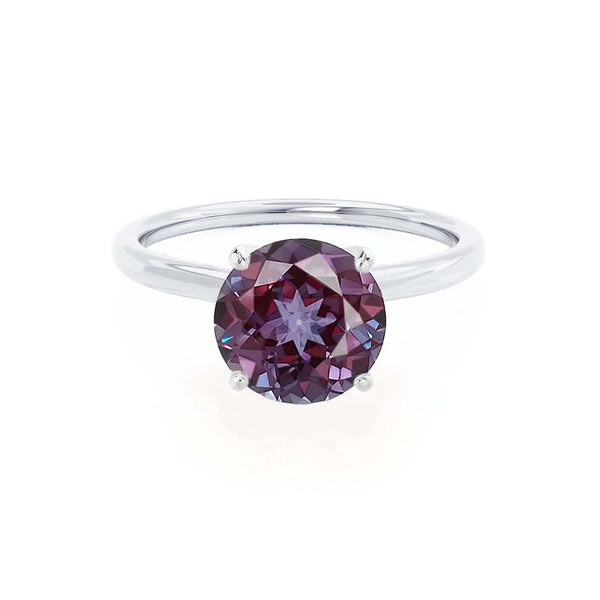 LULU - Round Alexandrite 18k White Gold Petite Solitaire Ring Engagement Ring Lily Arkwright
