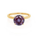 LULU - Round Alexandrite 18k Yellow Gold Petite Solitaire Ring Engagement Ring Lily Arkwright