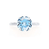 LULU - Chatham® Round Aqua Spinel 950 Platinum Petite Solitaire Engagement Ring Lily Arkwright