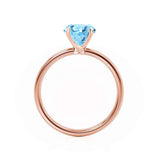 LULU - Chatham® Round Aqua Spinel 18k Rose Gold Petite Solitaire Engagement Ring Lily Arkwright