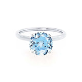 LULU - Chatham® Round Aqua Spinel 18k White Gold Petite Solitaire Engagement Ring Lily Arkwright