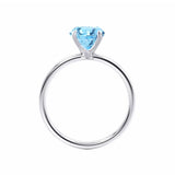 LULU - Chatham® Round Aqua Spinel 950 Platinum Petite Solitaire Engagement Ring Lily Arkwright