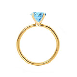 LULU - Chatham® Round Aqua Spinel 18k Yellow Gold Petite Solitaire Engagement Ring Lily Arkwright