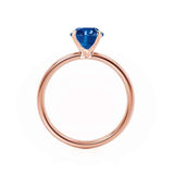 Lulu brilliant round cut blue sapphire and diamond engagement ring rose gold solitaire Lily Arkwright 
