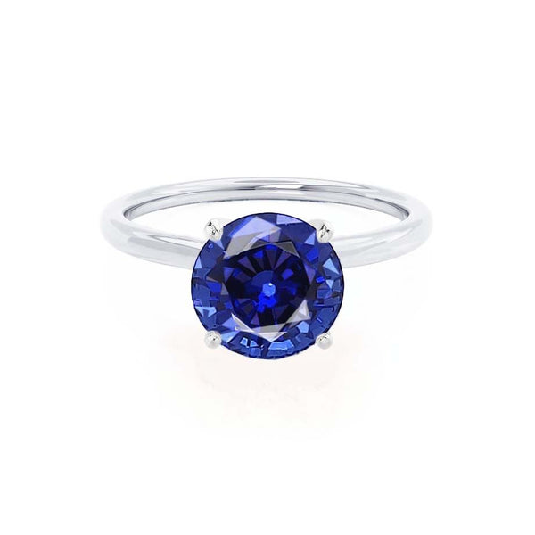 LULU - Round Blue Sapphire 950 platinum Petite Solitaire Ring Engagement Ring Lily Arkwright
