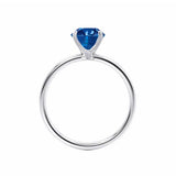 LULU - Round Blue Sapphire 18k White Gold Petite Solitaire Ring Engagement Ring Lily Arkwright