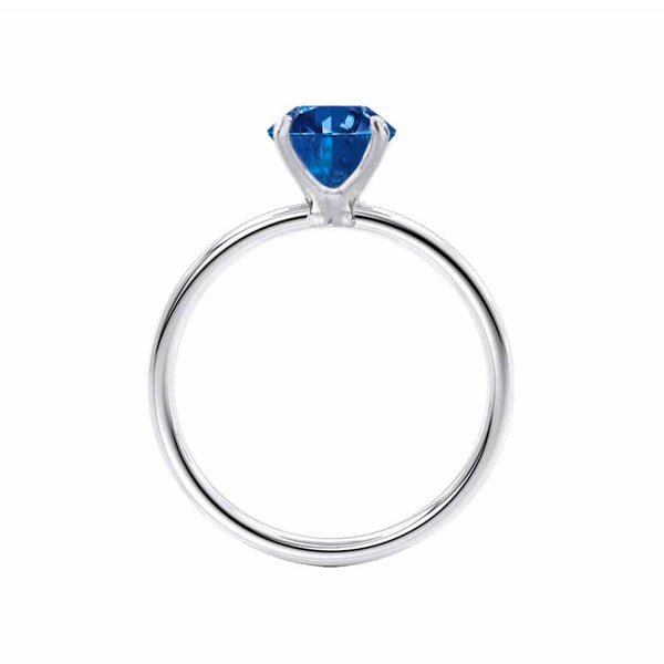 LULU - Round Blue Sapphire 950 Platinum Petite Solitaire Ring Engagement Ring Lily Arkwright