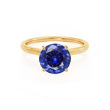 LULU - Round Blue Sapphire 18k Yellow Gold Petite Solitaire Ring Engagement Ring Lily Arkwright