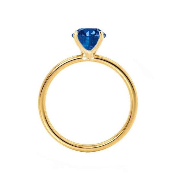 LULU - Round Blue Sapphire 18k Yellow Gold Petite Solitaire Ring Engagement Ring Lily Arkwright